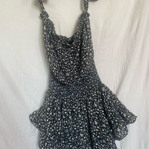 Forever 21 Black and White Tiered Ruffled Jumpsuit